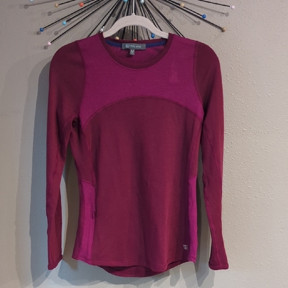 Women's Title Nine Size Medium Long Sleeve Top Pink Wool Blend Base Layer - Picture 1 of 9